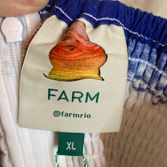 NEW FARM Rio Off-White Shell Garden
Midi Dress Beaded Straps Linen Blue Size XL - Picture 15 of 16